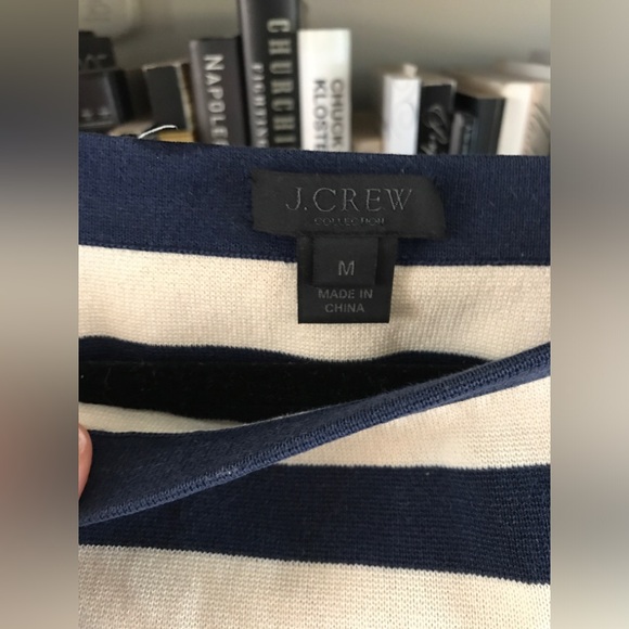 EUC J. Crew Navy and Cream Striped Structured Stretchy Pencil Skirt Size M - Picture 3 of 8